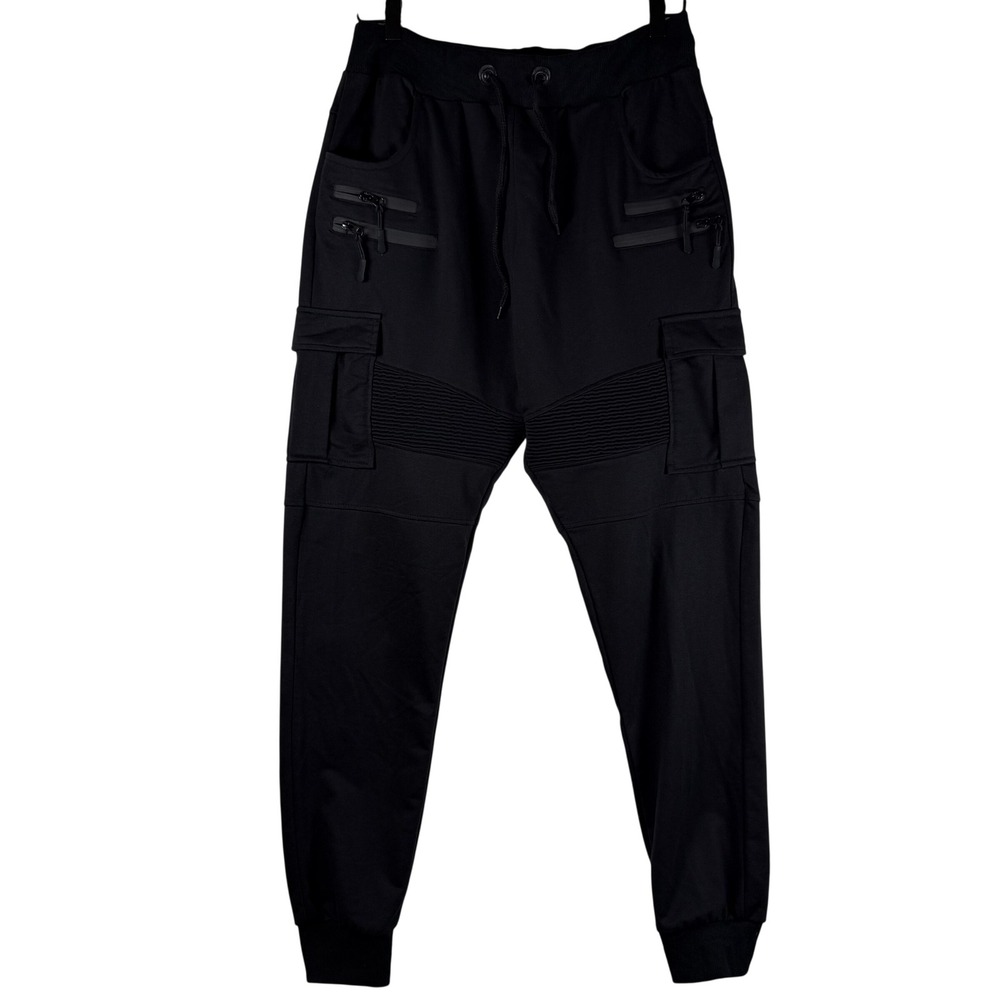 American Stitch Cargo Joggers Mens Large Black Moto Tactical Streetwear Pants